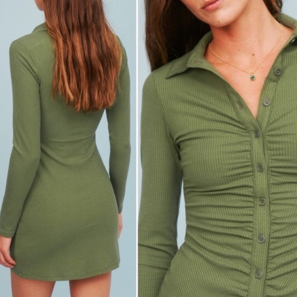 Reformation Amy button down short green dress, size medium - Picture 5 of 5